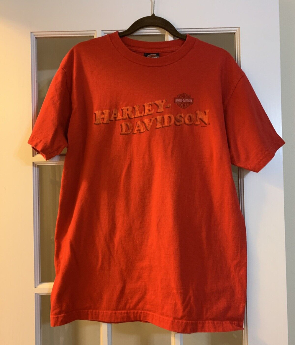 Harley Davidson red short sleeved Virginia Beach tee mens large Graphic Print